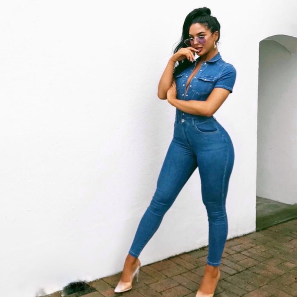 Fashion Nova Denim Jumpsuit • XS